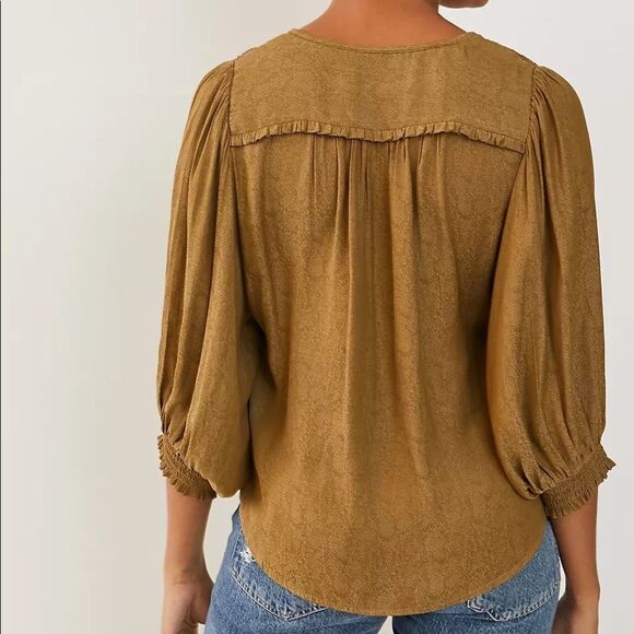 Anthropologie Cacee Jacquard Button Down Snake Print Blouse Size XS - Picture 3 of 11